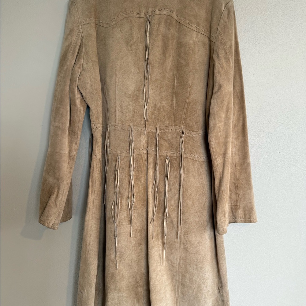 Vintage Tan Suede Women's Trench Coat - Picture 5 of 6